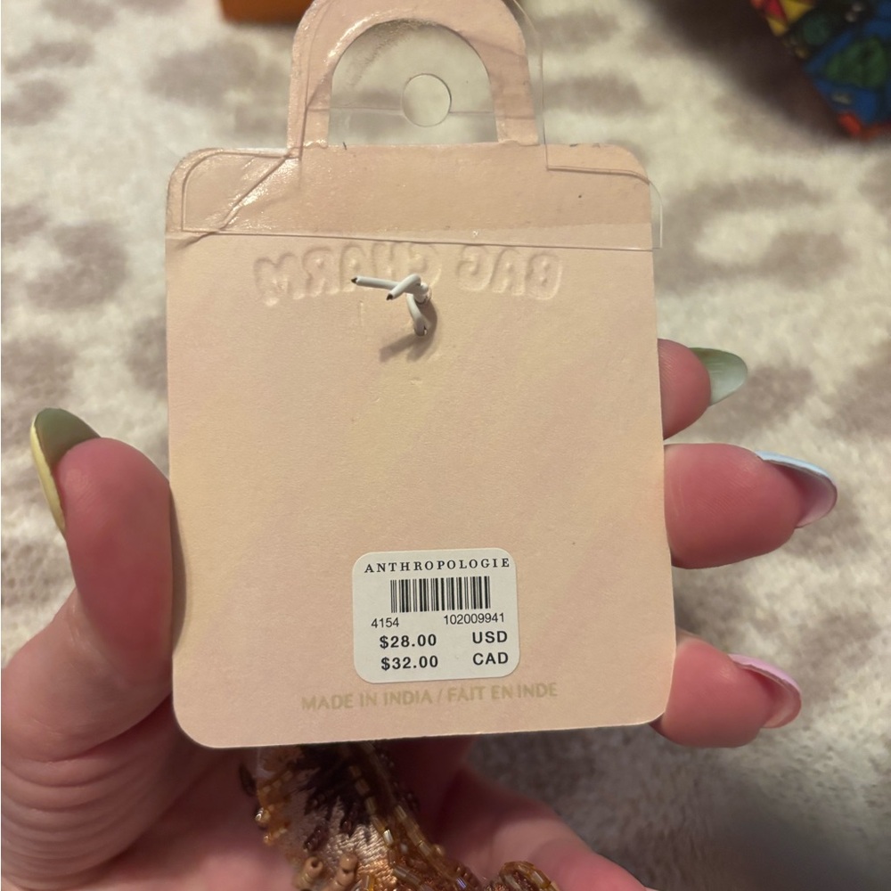 Anthropologie beaded Croissant bag charm - Picture 2 of 2